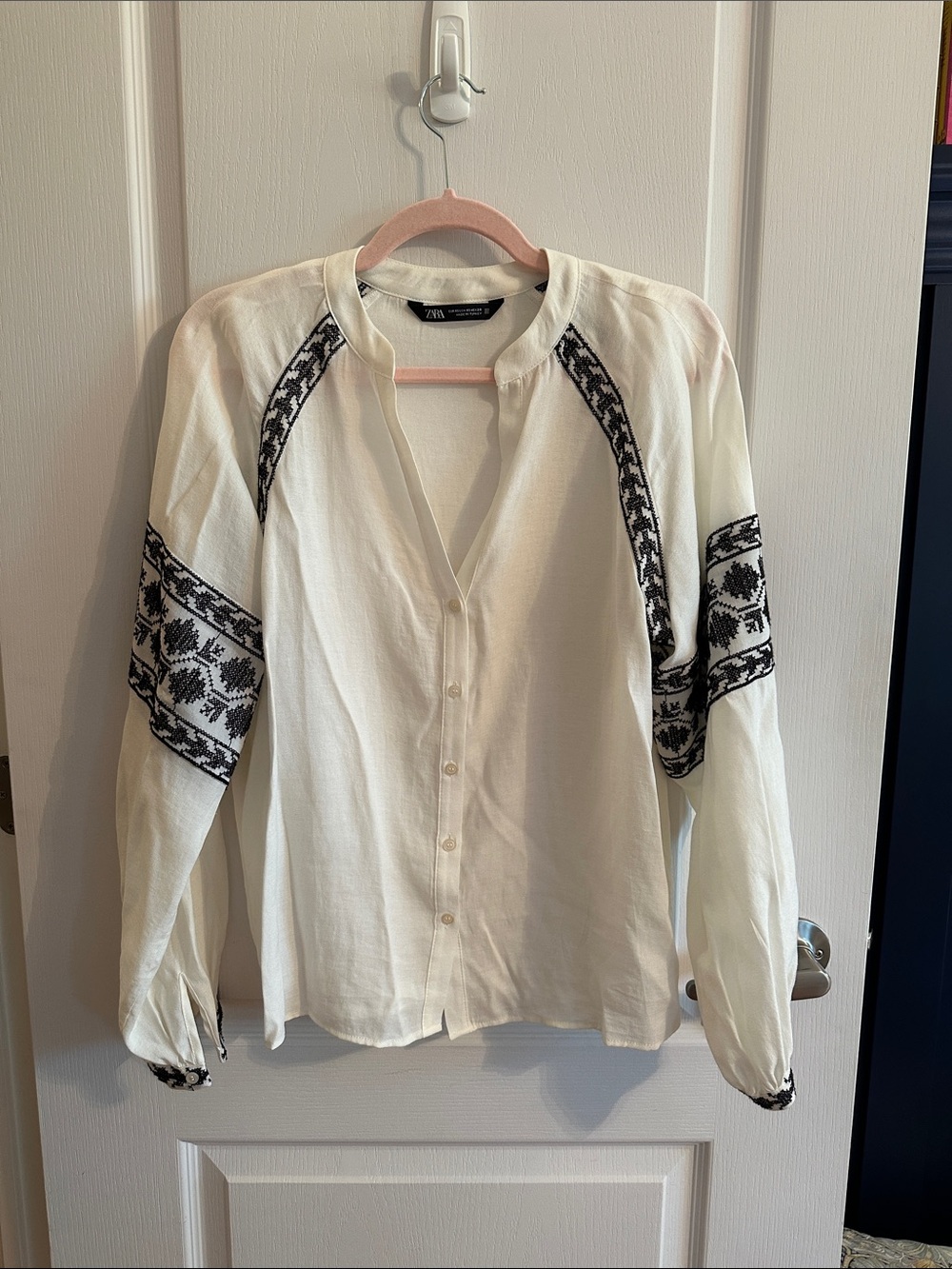 Zara boho style long sleeve blouse